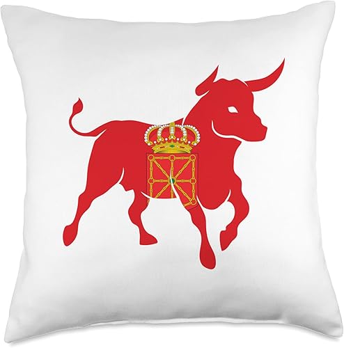 Vista 4 de Diseños San Fermín Bull Navarra Flag St Fermín Pride Navarro Viva San Fermín - Almohada de 16 x 16 pulgadas, multicolor