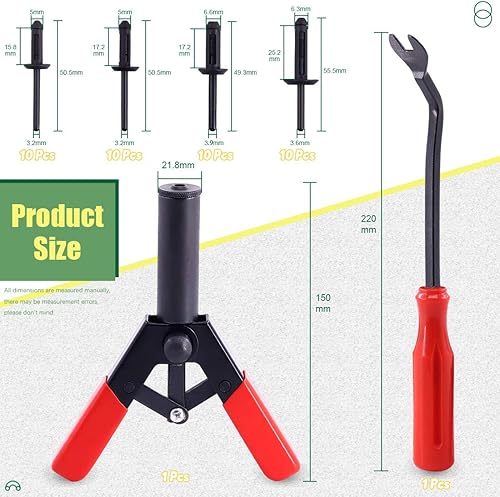 Miniatura 2 de Keadic Juego de 42 pistolas de remache de plástico con remaches ciegos de nailon y herramienta de extracción de sujetadores, kit de remaches ciegos