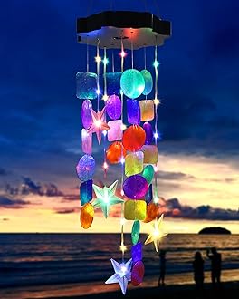 Toodour Solar Decorative Lights Outdoor, Colorful Shells Lights Gifts for Mom Grandma Women Wife Girls, Solar Wind Chimes Outside Decorative Mobile Light for Holiday Garden Porch Yard Window Decor