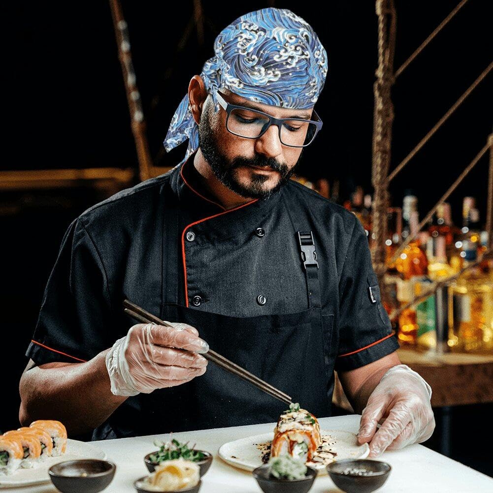 Cappello Cuoco Giapponese Regolabile Bandana Chef Berretto Teschio Cucina Traspirante