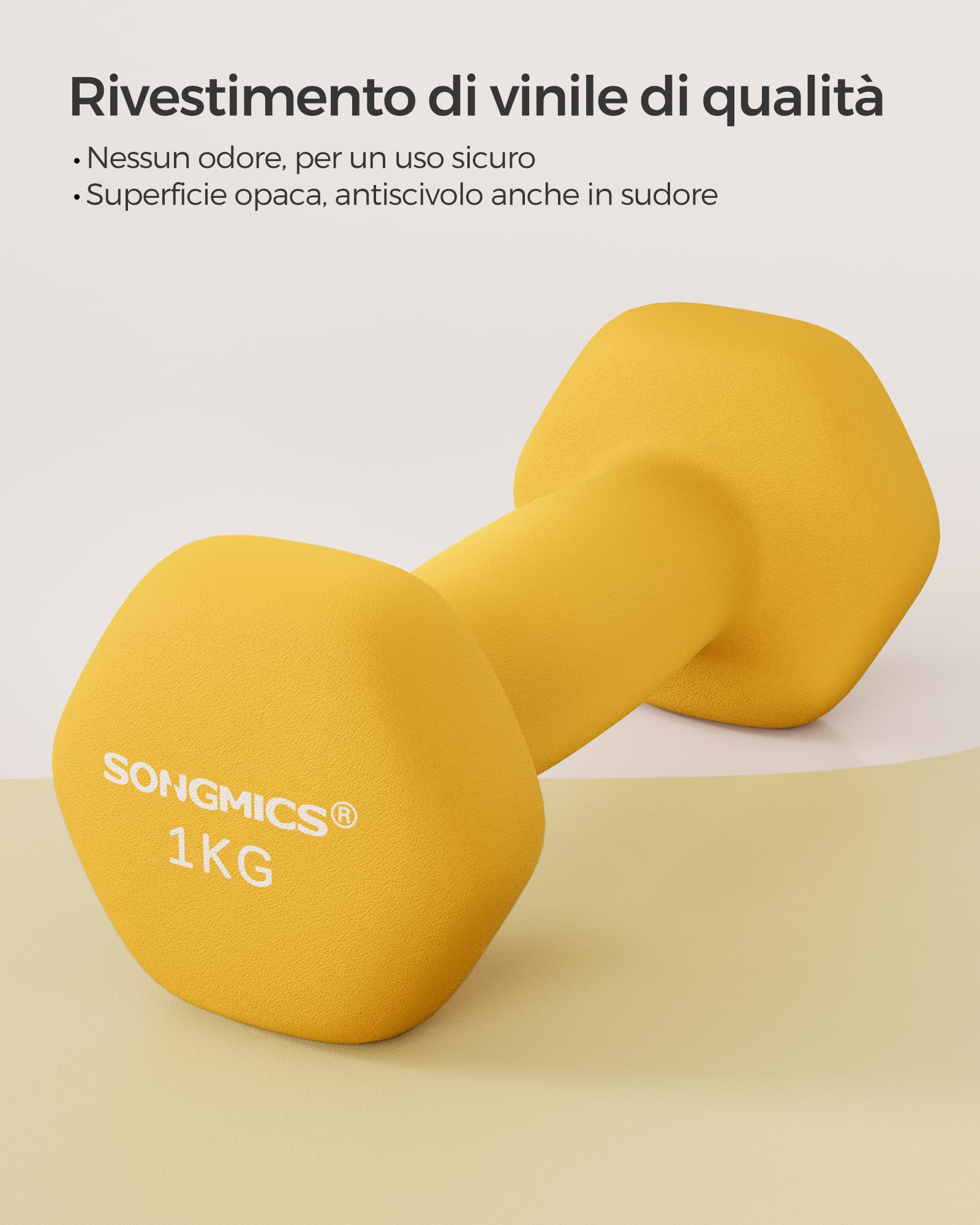 SONGMICS Set di 2 manubri, manubri corti, esagonali, rivestimento in neoprene, allenamento della forza, allenamento, fitness, per la casa