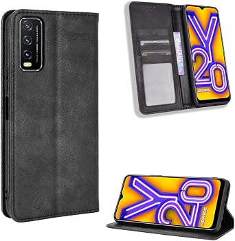 Case for Vivo Y20 2020 Case Cover,Case for Vivo Y20 2020 V2029 / Y20i V2027 Case PU Leather flip Cover Black