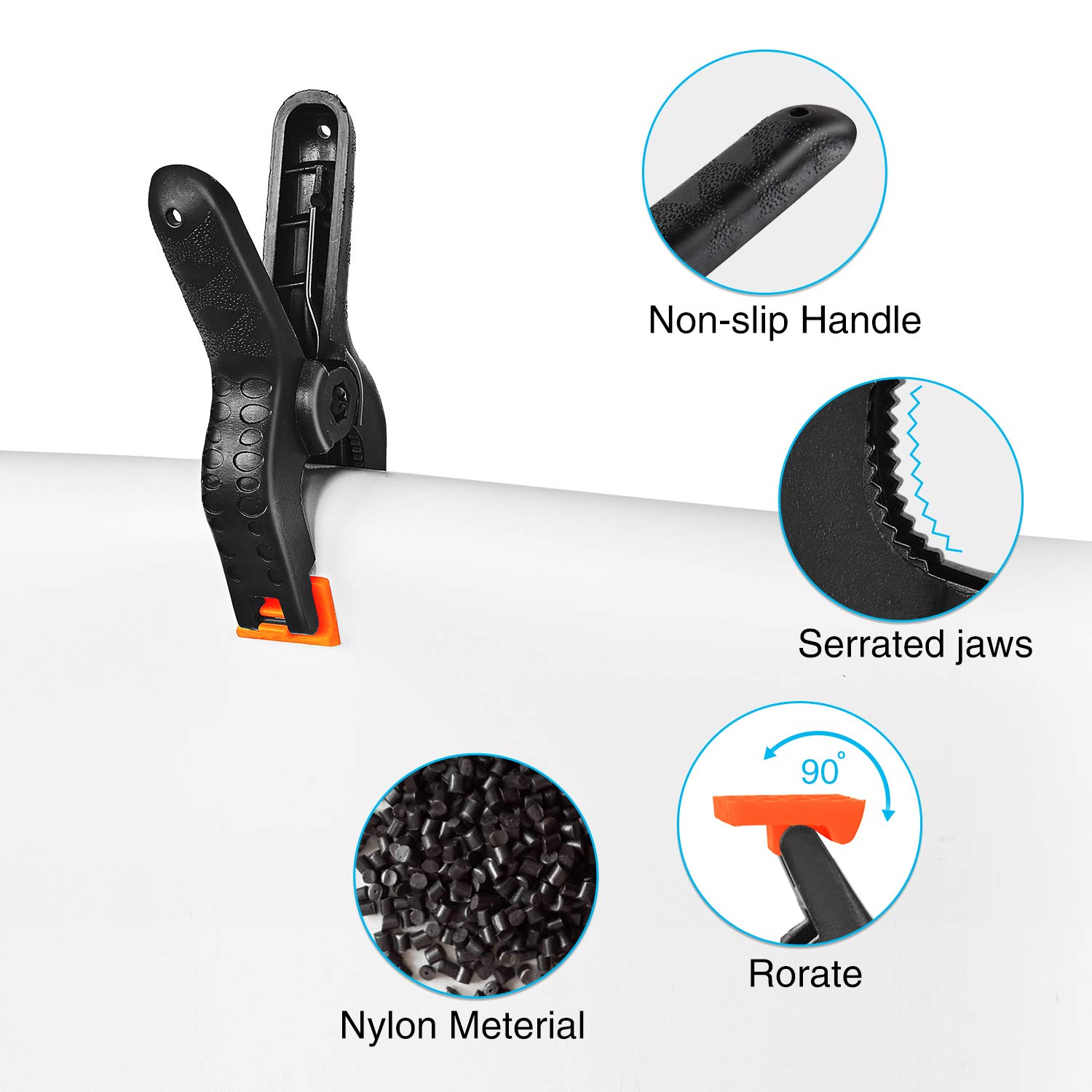 Yesker Hintergrund-Federklemmen – 8 Stück, 11,2 Cm, Nylon, Für Fotostudio & Basteln