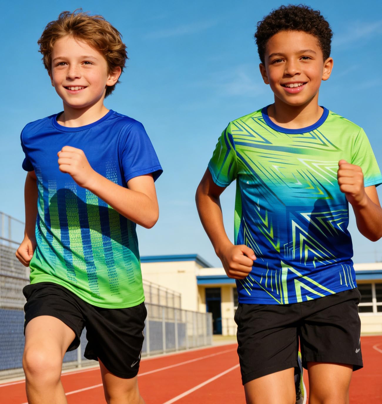 Lovekider Boys Athletic T-Shirt Dry Fit - Moisture Wicking Crew Neck Rash Guard Tees for Soccer, Gym, Sports, Size 7-14 - Image 2