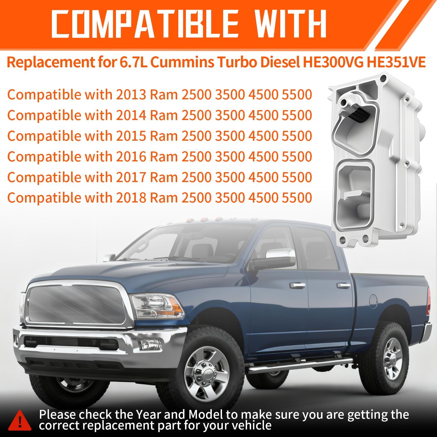 5494878RX Upgrade 6.7L Cummins Turbocharger Actuator Calibrate Kit Compatible With 2013-2018 Ram 2500 3500 4500 5500 Diesel VGT Holset HE300VG HE351VE W/Turbine Calibration Module Replace 68481772AA