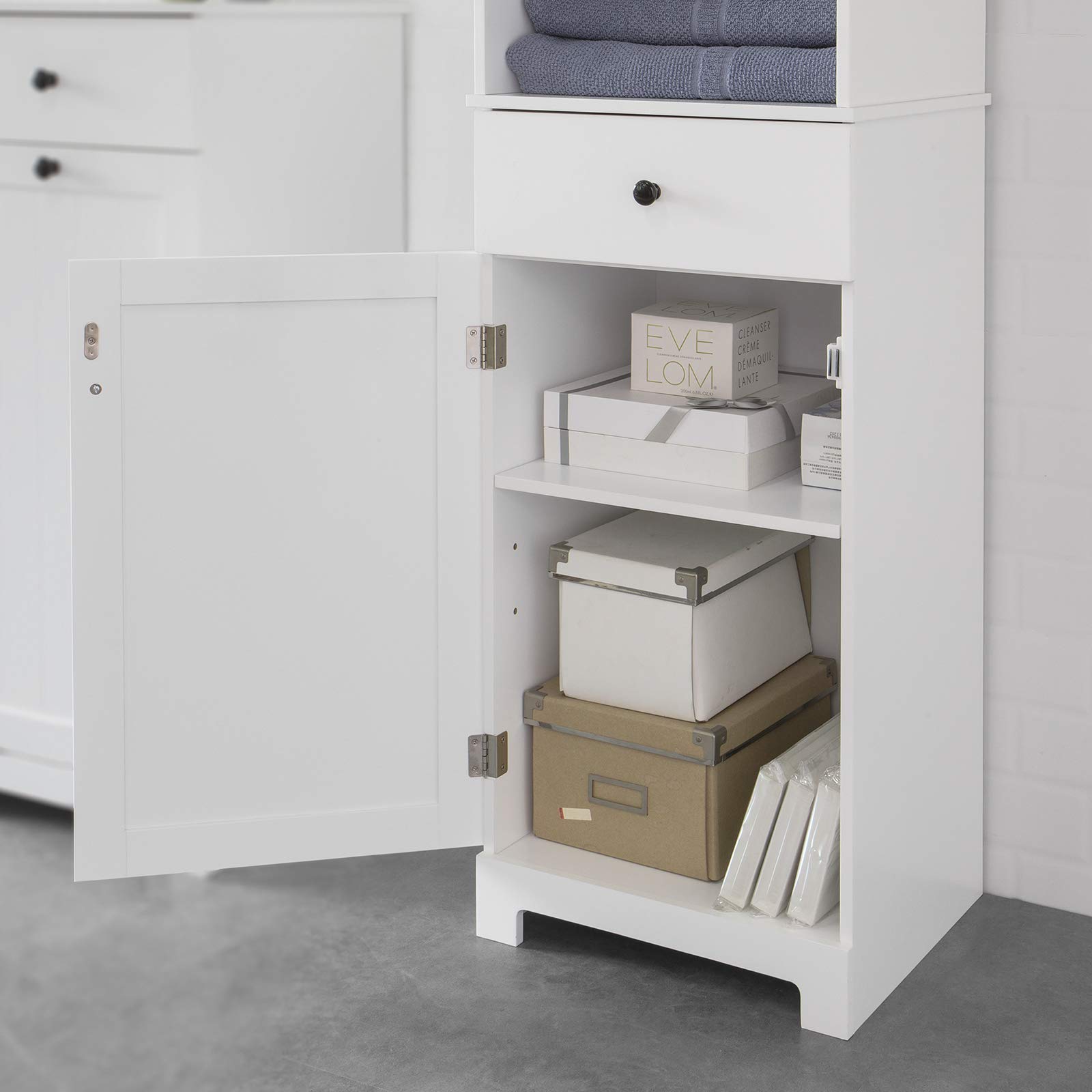Haotian BZR17-W, Floor Standing Tall Bathroom Storage Cabinet with ...