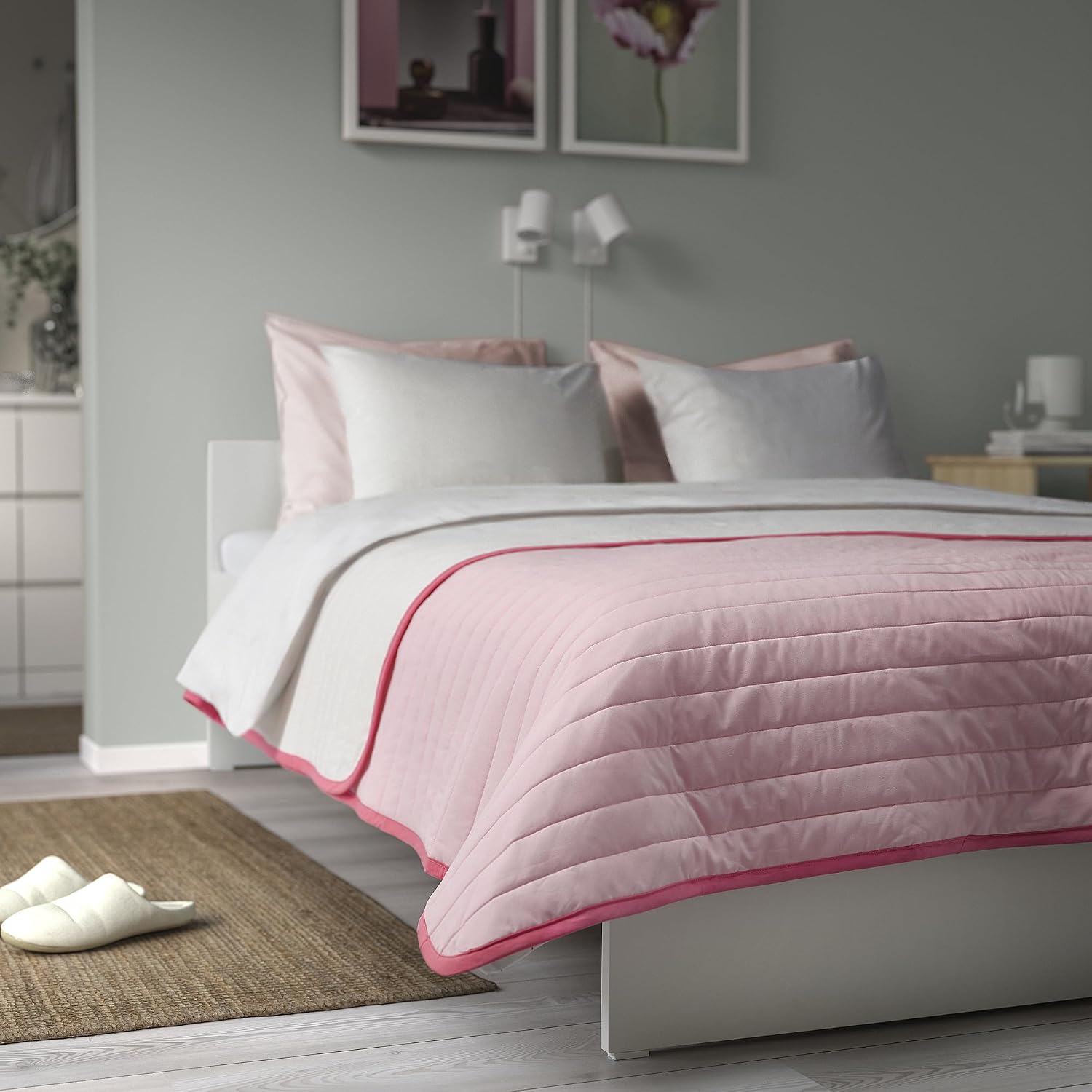 ProTuning VETEJORDFLY Bedspread, pink/white, 160x250 cm