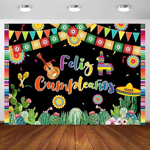 Telón de fondo de Feliz Cumpleaños, fiesta mexicana, decoración de fiesta de feliz cumpleaños, Cinco de Mayo, Taco, carnaval, fotografía, fondo de