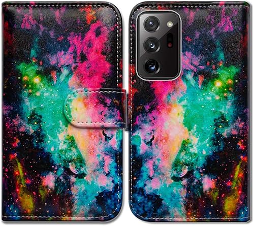 Funda para Samsung Galaxy Note 20 Ultra 5G, colorido universo cielo, funda de piel con tapa para teléfono con ranura para tarjeta, soporte para