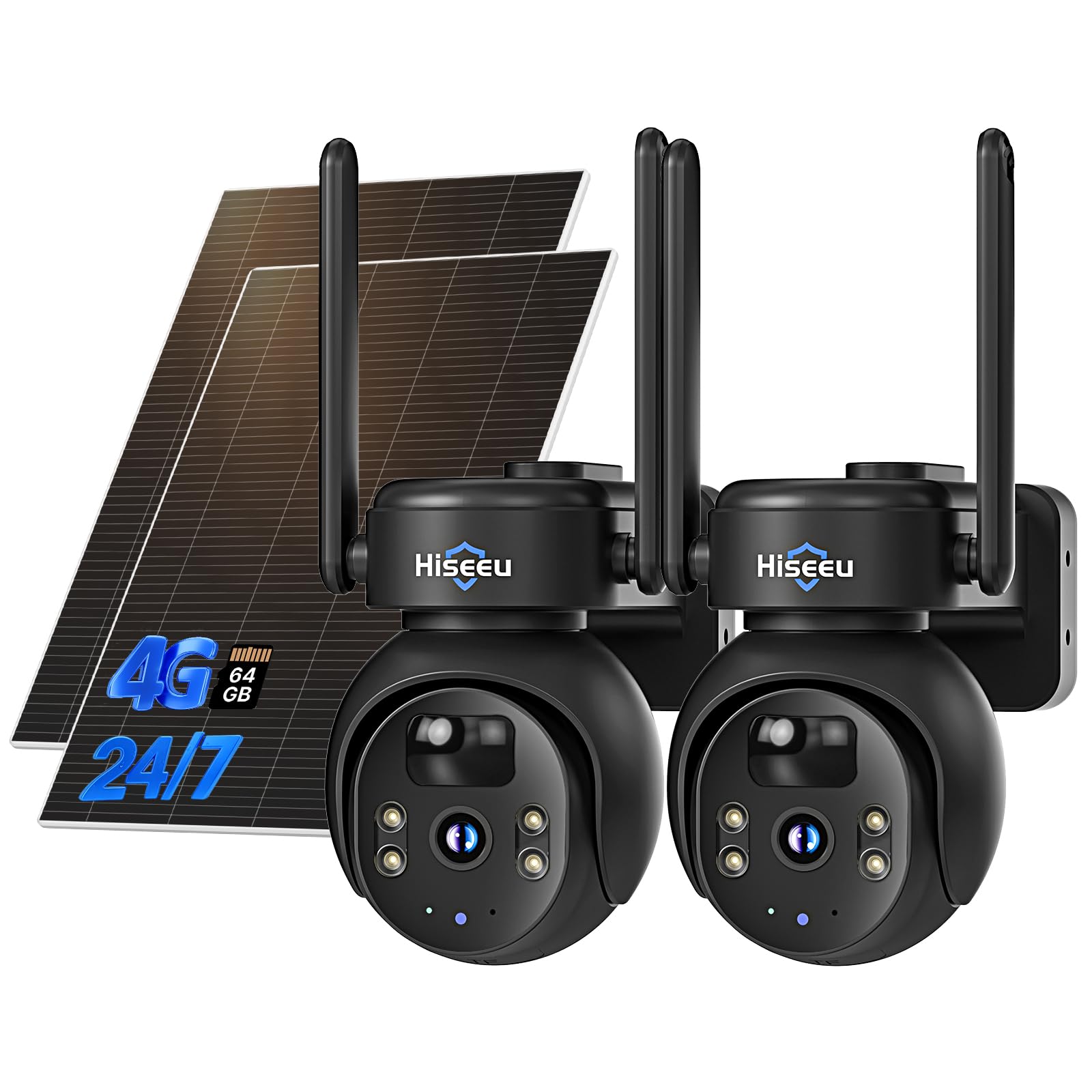 Hiseeu 4G LTE Cellular Security Camera Solar Powered, No WiFi Security Camera Wireless Outdoor