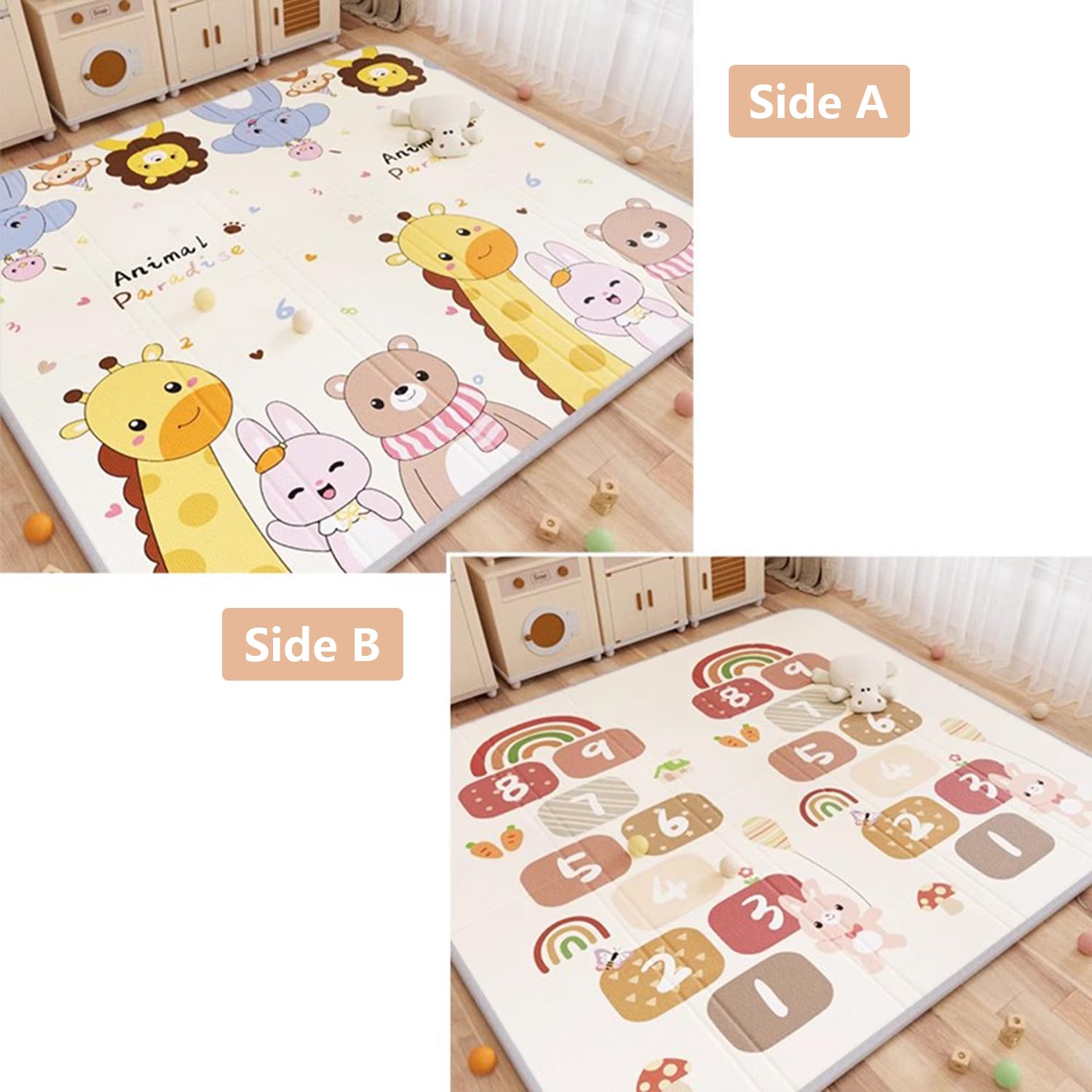 Tappeto Gioco Bambini Pieghevole,Tappetino Da Per Bambini,Ortatile,Anti-Scivolo,Lavabile,Morbido E Anti-Urto,Impermeabile,Reversibile,Versatile,Perfetto Gattonare In Sicurezza(200*180*2cm,J)