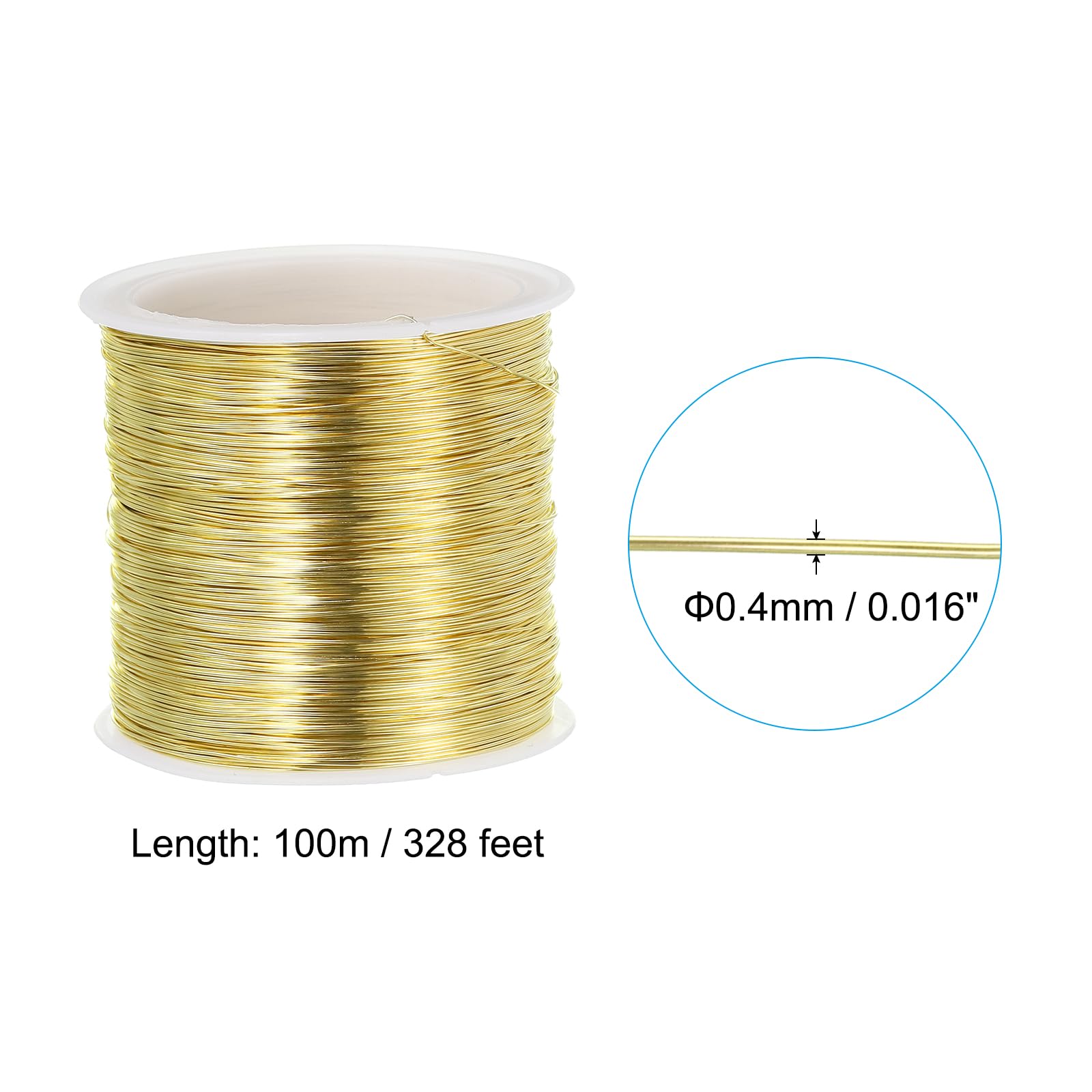 PATIKIL 26 Gauge Jewelry Wire, 328 Feet/100M Pure Copper Jewelry Beading Wire Soft Metal Plant Stem Ties for Craft Gold Tone (0.016") - Image 2