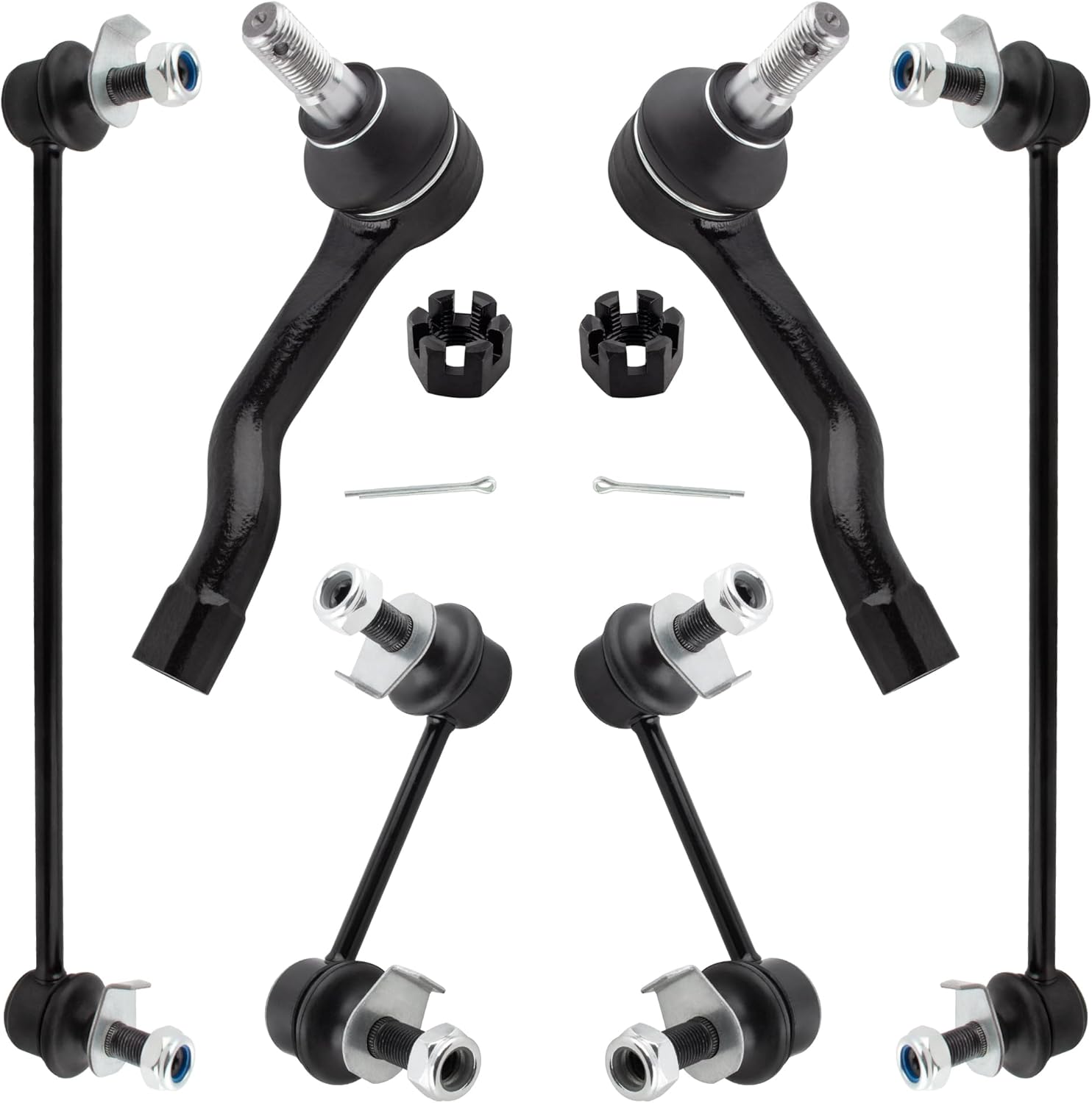 BOXI (Set of 6) Front & Rear Stabilizer Sway Bar End Links + Front Outer Tie Rod Ends Kit Fit for Infiniti FX35 FX45 2003 2004 2005 2006 2007 2008 | Replace K750273 K750248 K750249 ES800428 ES800429
