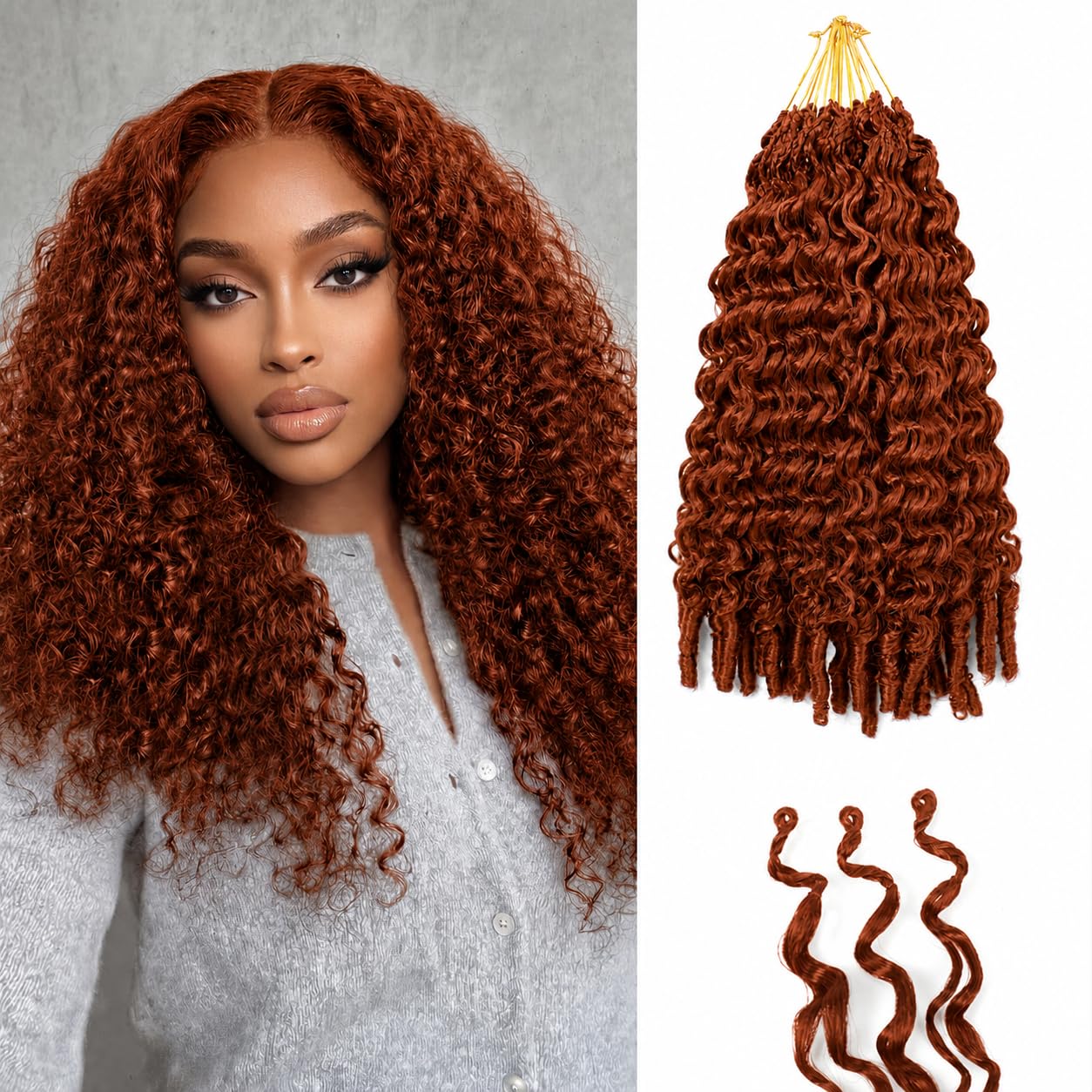 8 Packs Burmese Curly Crochet Hair 14inch Knotless Pre-Separated Crochet Hair With Spiral Curl Synthetic Hair for Women Natural Black Color,Easy to Detangle and Install(14inch,350#)
