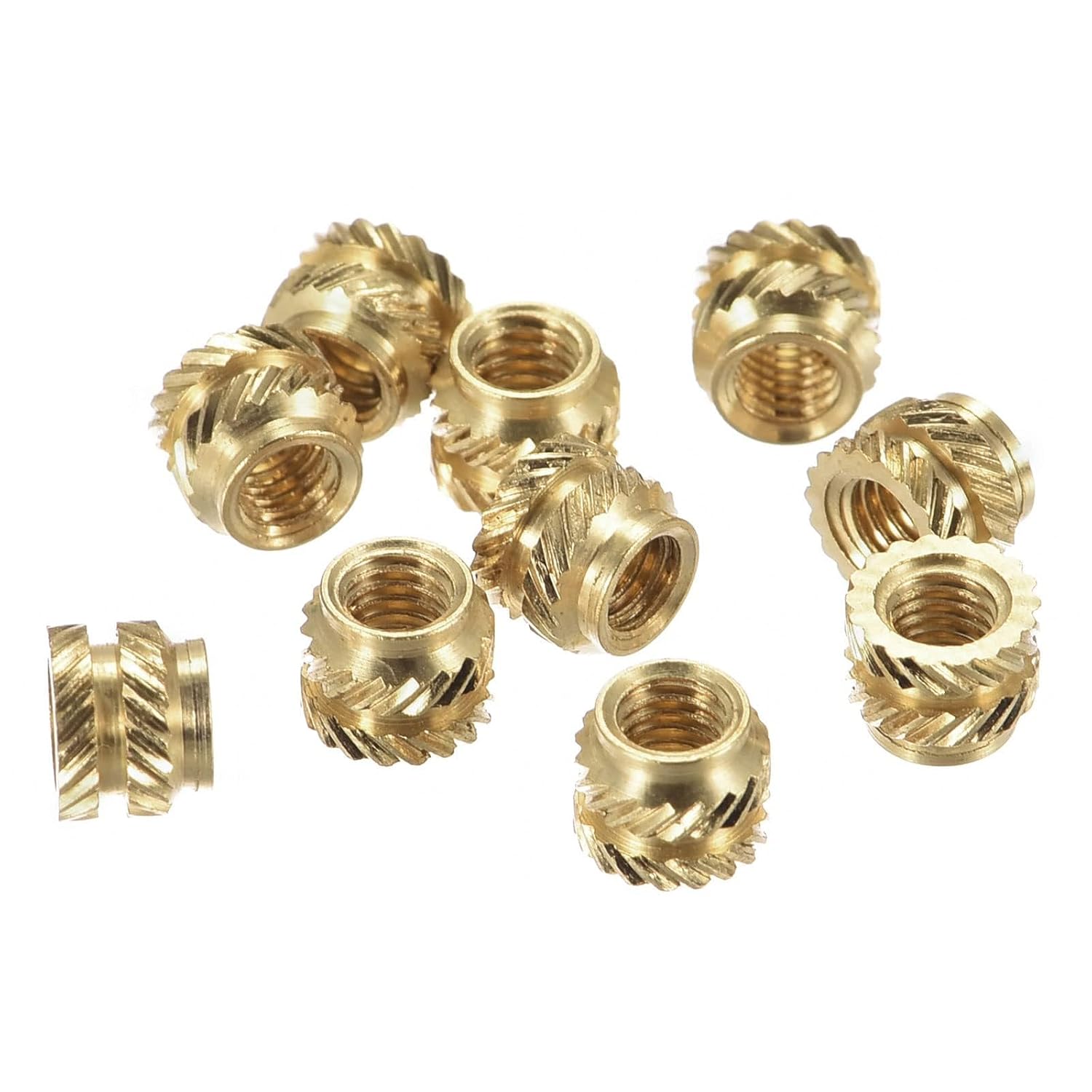 TOP-VIGOR 60Pcs M3 3D Printing Brass Nuts, M3 x 4mm x 5mm OD Thread Inserts Knurled Brass Nut, Female Thread Knurled Heat Embedment Nuts for 3D Printing