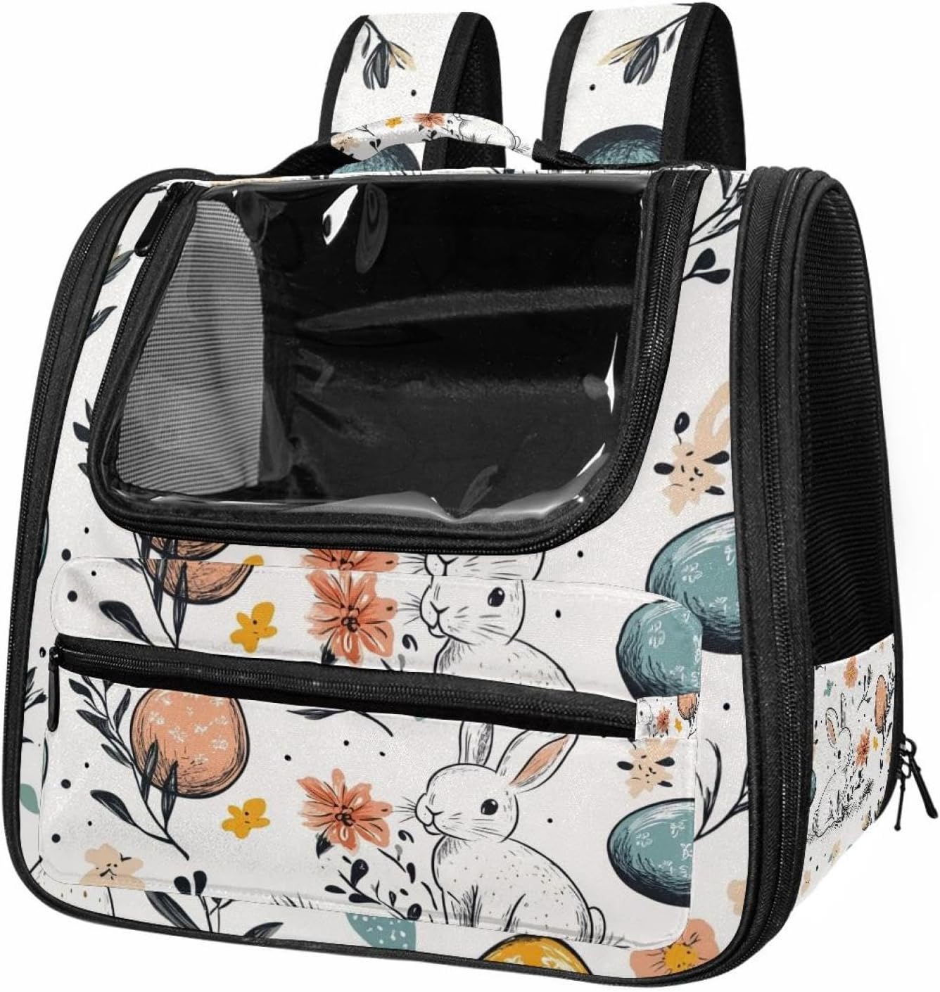 Portable Travel pet Backpack Carrier Hamster Bag Small Dog cat Carrier Breathable Hang Bag, Flowers Easter Eggs (2)