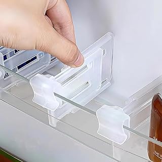 Multifunctional Refrigerator Side Door Finishing Partition Plate-Thick Transparent Storage Compartment 4pcs, Telescoping&Version