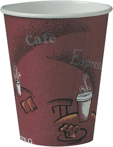 Solo - Vasos calientes de papel 8 onzas granate caja de 500