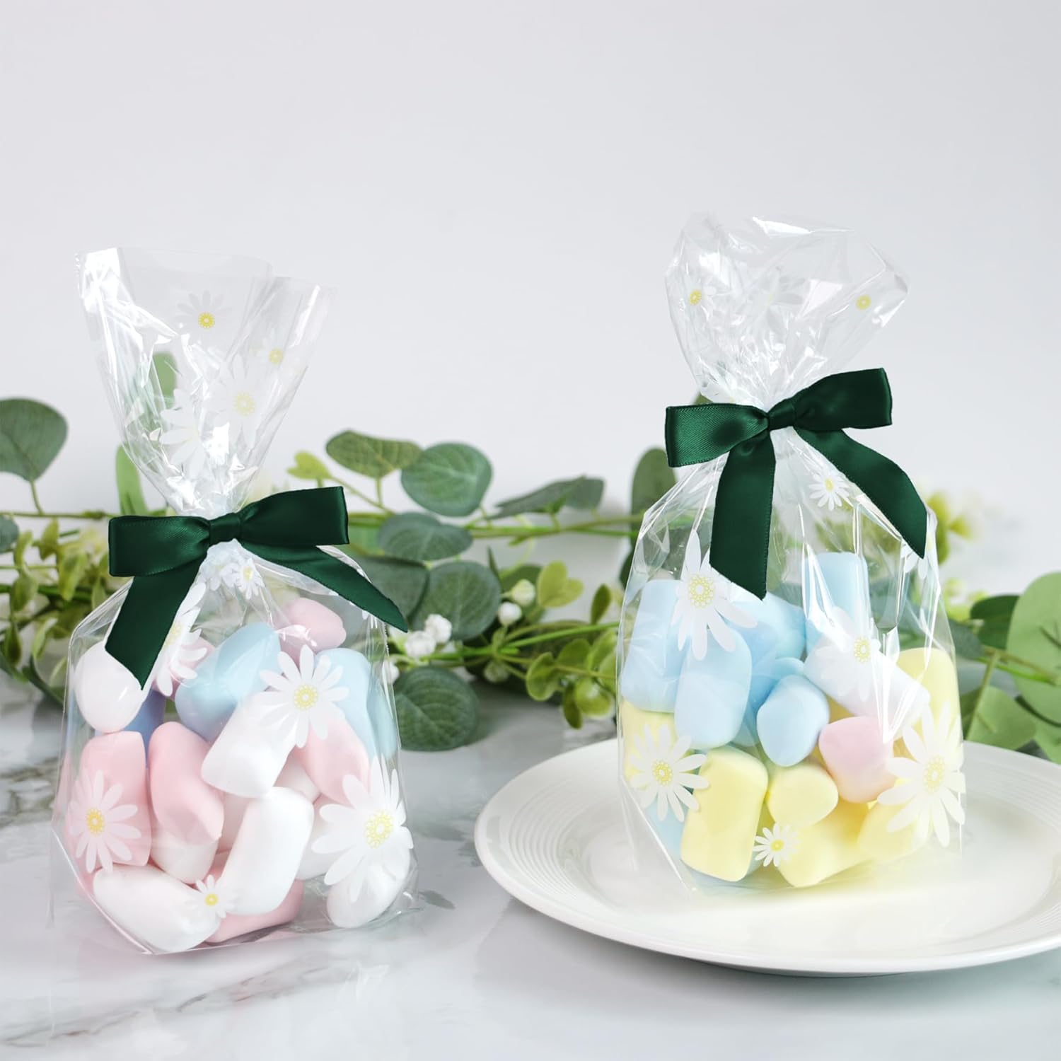 50 PCS Dark Green Twist Tie Bows 2.5" Satin Ribbon Bows Decor for Gift Wrapping Craft Treat Bags Cake Pop Basket, Wedding Baby Shower Birthday Party Favors - Image 6