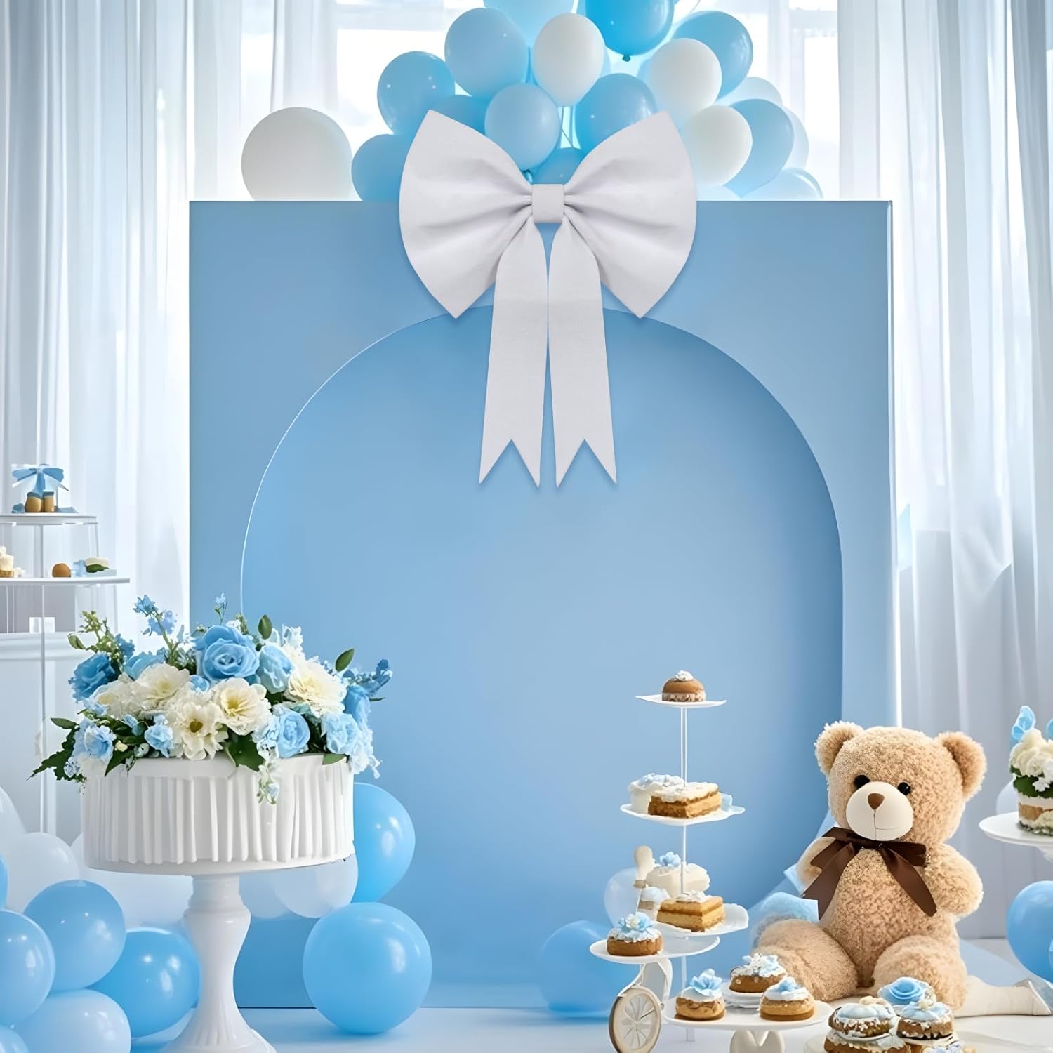 White Bow Coquette Birthday Decorations: Big Bows Party Themed Backdrop 20 Inches Large Room Wall Decor Giant Door Wedding Engagement Bridal Bachelorette Baby Shower Christmas Graduation Decoration