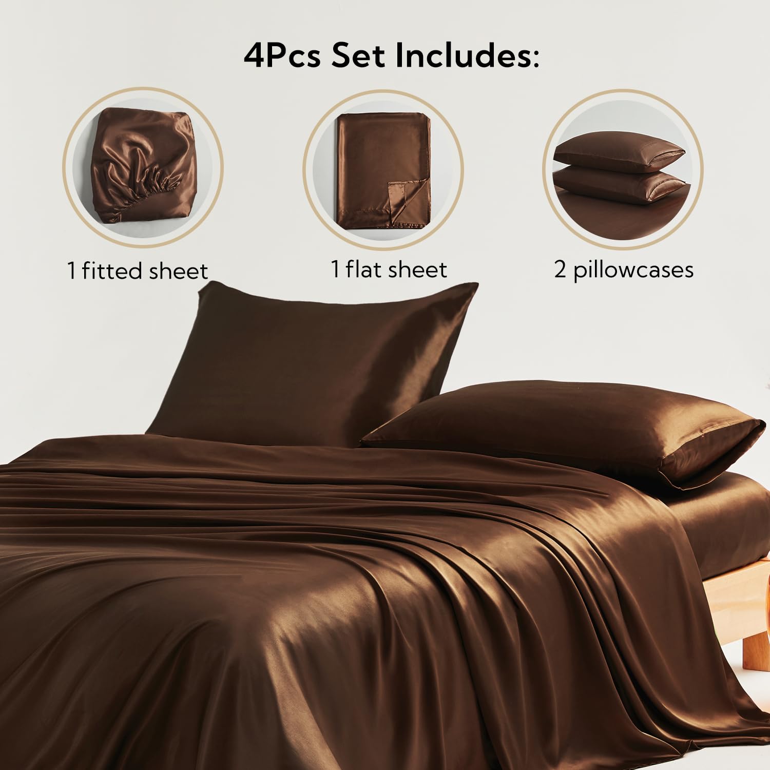 サテンベッドシーツセット 4ピース クイーンサイズ シルキー 寝具セット Amazon|Candoury サテンシーツ ベッドセット 4ピース クイーン