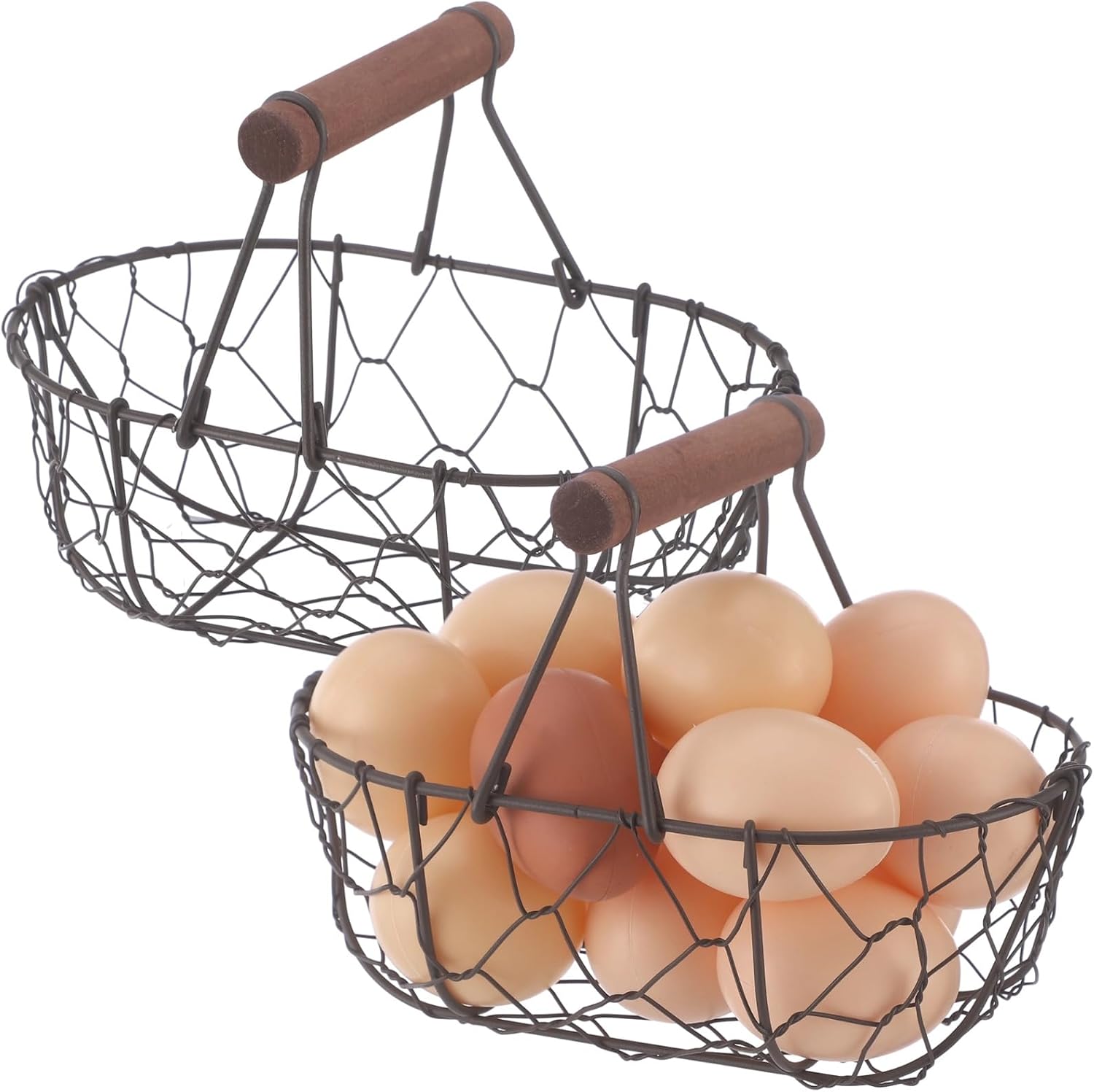2 Pcs Chicken Wire Egg Baskets, Farmhouse Chicken Egg Collecting Baskets