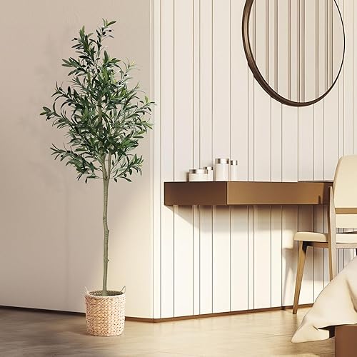 Miniatura 6 de Árbol de eucalipto artificial, decoración moderna de planta falsa grande de 6 pies de alto, árbol de eucalipto sintético para sala de estar,