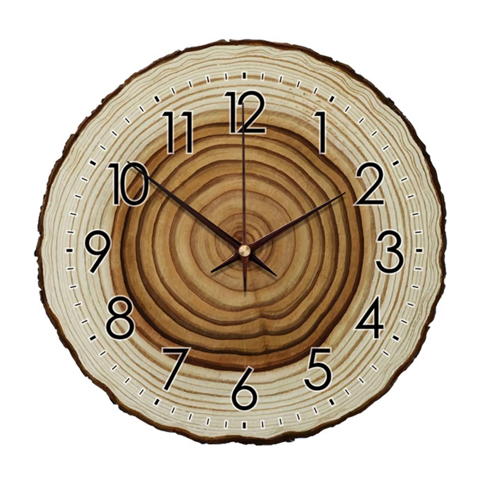 Sohodoo D Home Wall Ecor, Safety Certification Roun Annual Ring Wall Clock Ecorative Woo Style Quartz, Retro Esign With Large Arabic Numbers, Silent Quartz Ecorative Wall Clock