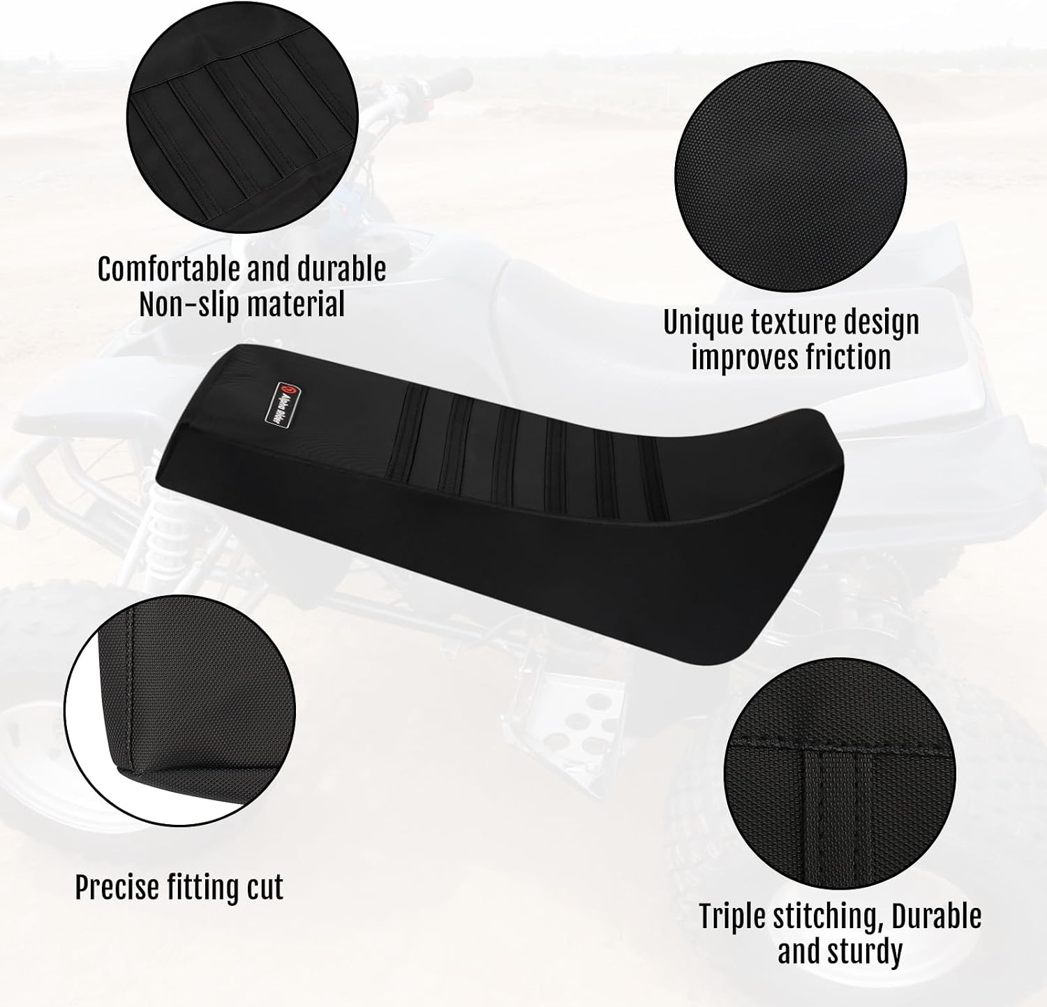 Gripper Soft Cushion Seat Cover For Yamaha Blaster 200 YSF 200 YSF200 1988-2006 (All Black)