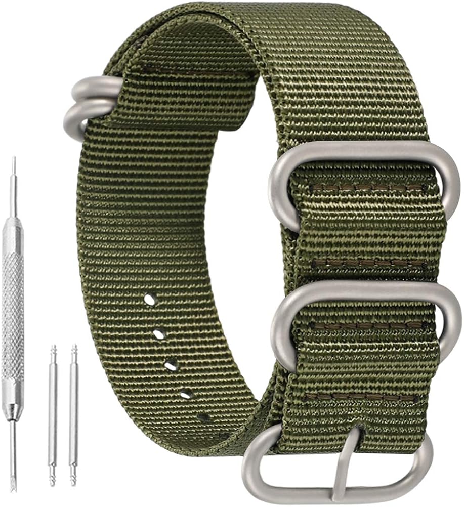 18-24mm Black Grey Army Green Nylon Watch Band Strap Replacement Ballistic for Men Braided