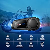 Vista 2 de MAXTO Auriculares Bluetooth M2 para motocicleta, casco de motocicleta Bluetooth 5.0, 6 vías 3280 pies, sistema de comunicación de intercomunicación