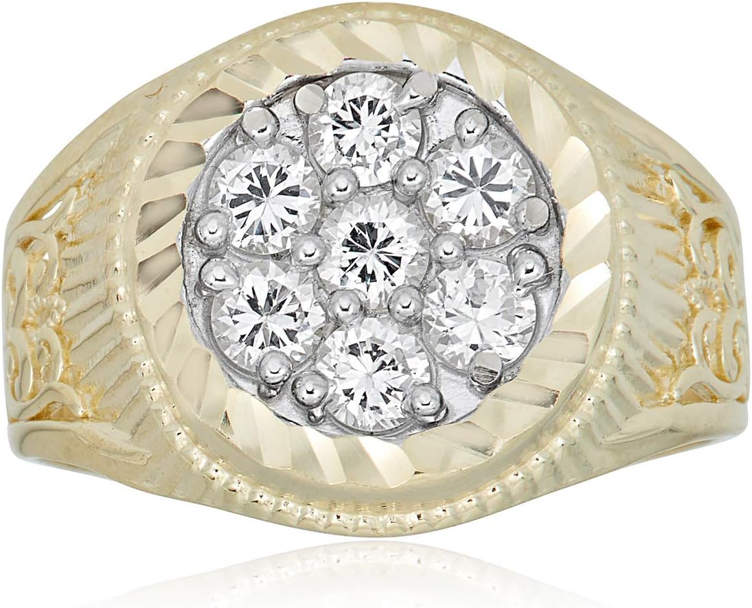 AVORA 10K Yellow Gold Men's Simulated Diamond CZ Fashion Ring