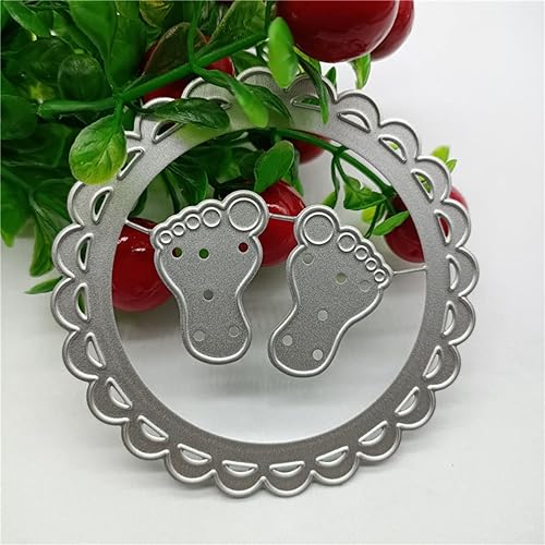 Miniatura 4 de Qoiseys Pies de bebé troquelados de metal para hacer tarjetas, troqueles de corte, plantillas para álbumes de recortes, álbum de fotos, manualidades