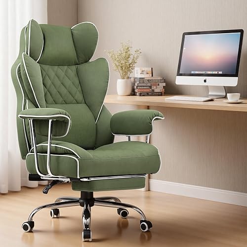 Miniatura 2 de COMHOMA Silla de juegos grande y alta con soporte lumbar de resorte de bolsillo, silla de oficina ergonómica con reposapiés, silla de escritorio