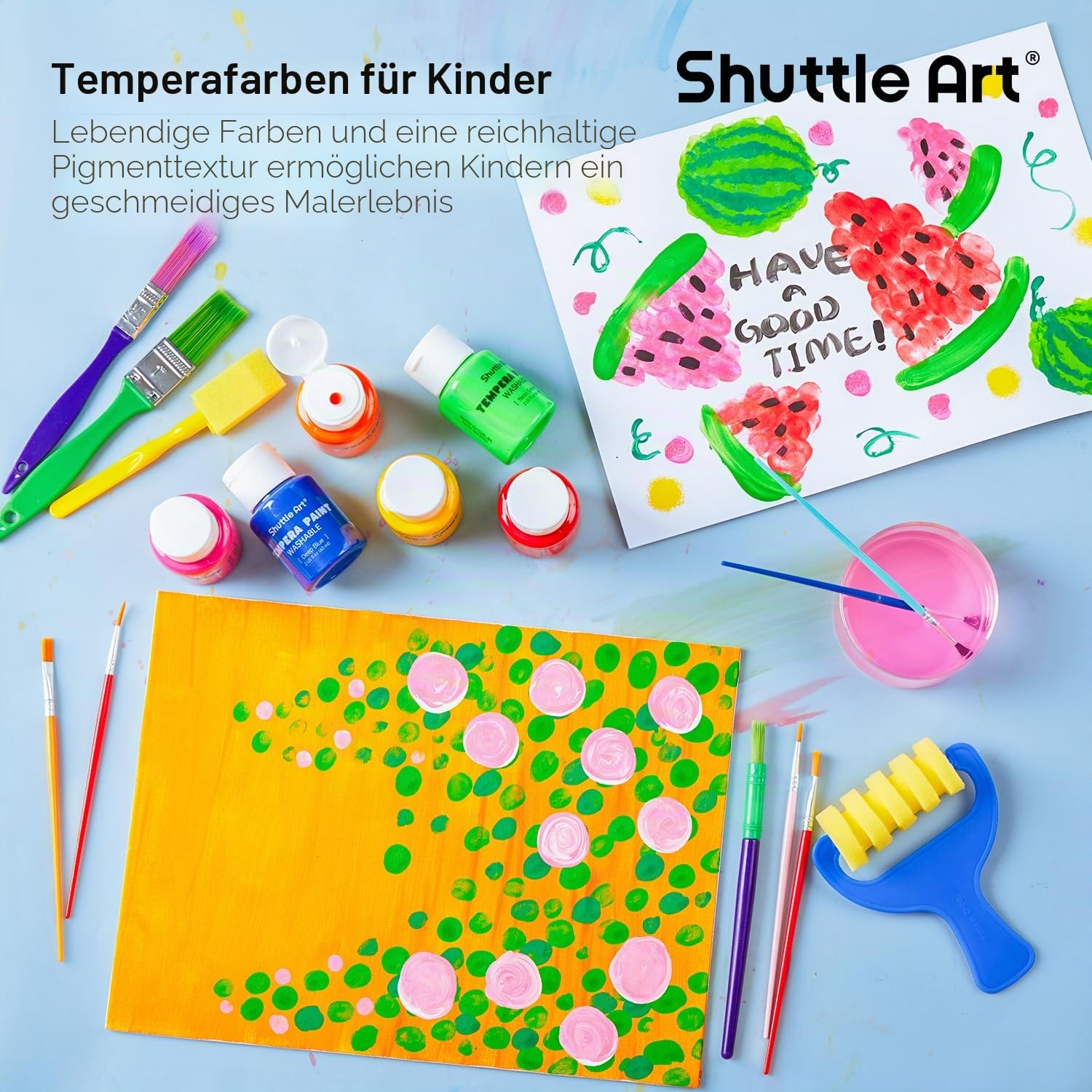 Shuttle Art Temperafarben Set, 30 Tempera Farben in Flaschen, je 60 ml, abwaschbare Kinderfarben, enthält Fluoreszierende, Metallic- und Glitzer-Farben, für Poster, Malen und Bastelprojekte geeignet