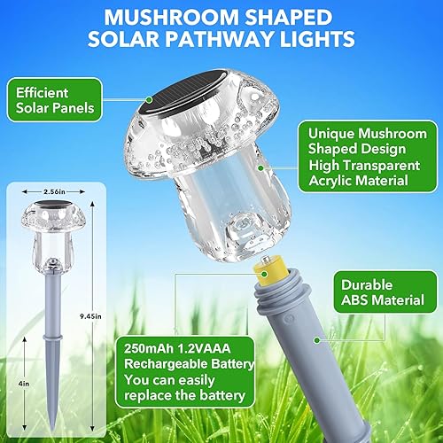 Miniatura 4 de Luces solares para exteriores, paquete de 8 luces de hongos para exteriores, impermeables, iluminación LED alimentada por energía solar para jardín,