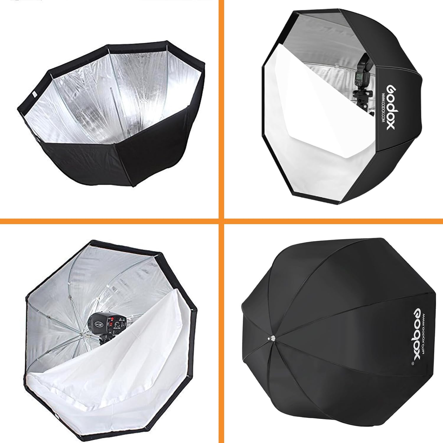 GODOX Umbrella Softbox - Portable 32 inches/80cm Octagon Reflector for Studio Photography Speedlite Flash, Compatible with Canon Nikon Sony