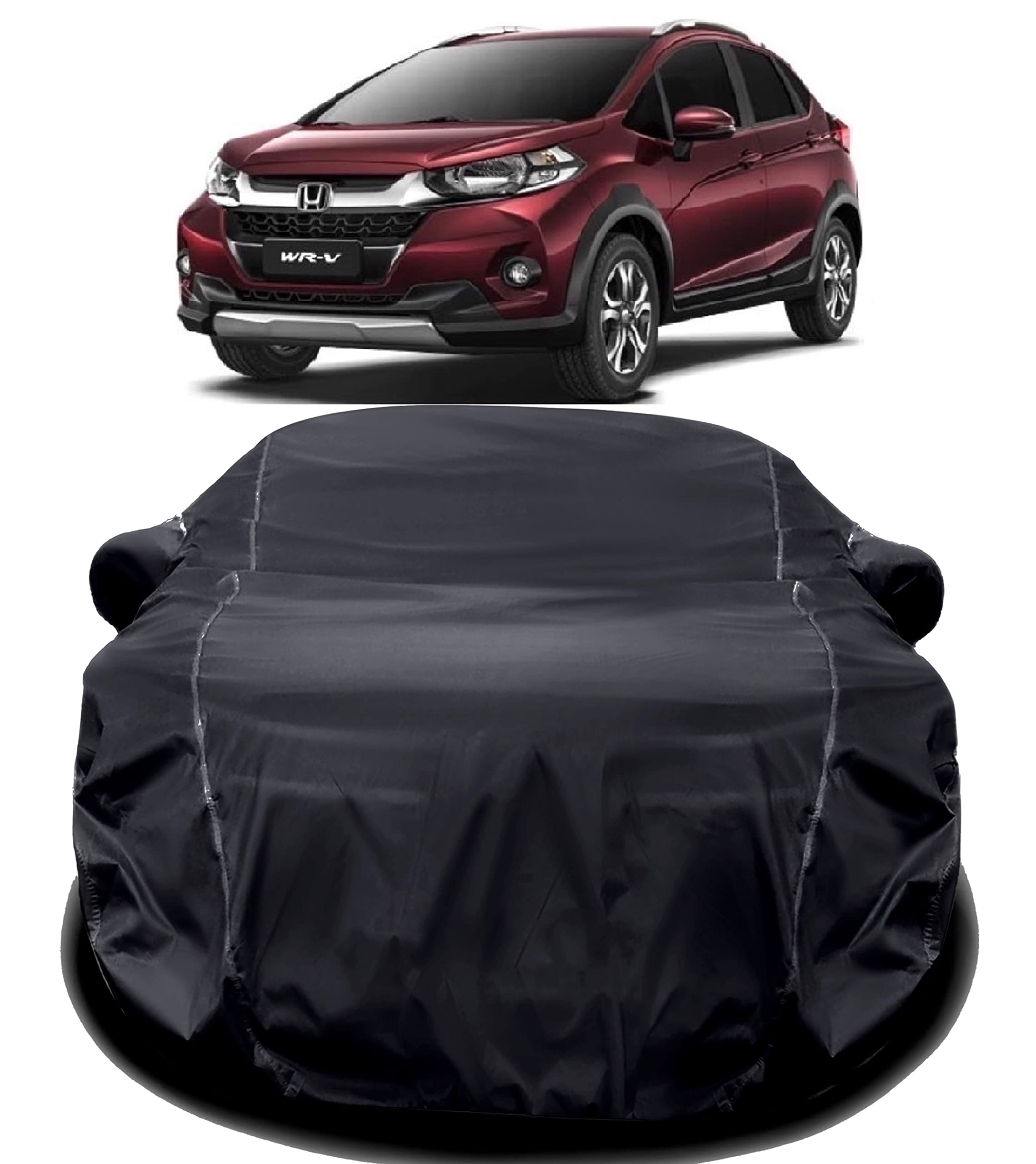 NEBITS® Prime Quality 190T Imported Fabric Car Cover for Honda WRV with Ultra Surface Body Protection (Black)