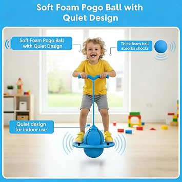 Children's Balance Jumping Ball,Balance Jumping Ball for Kids,Pogo Balls Bouncing Balls with Handle,Moon BounceBall Up To 600 Lb Fun Challenge Bounce Toys for Balances Training Coordination,Blue