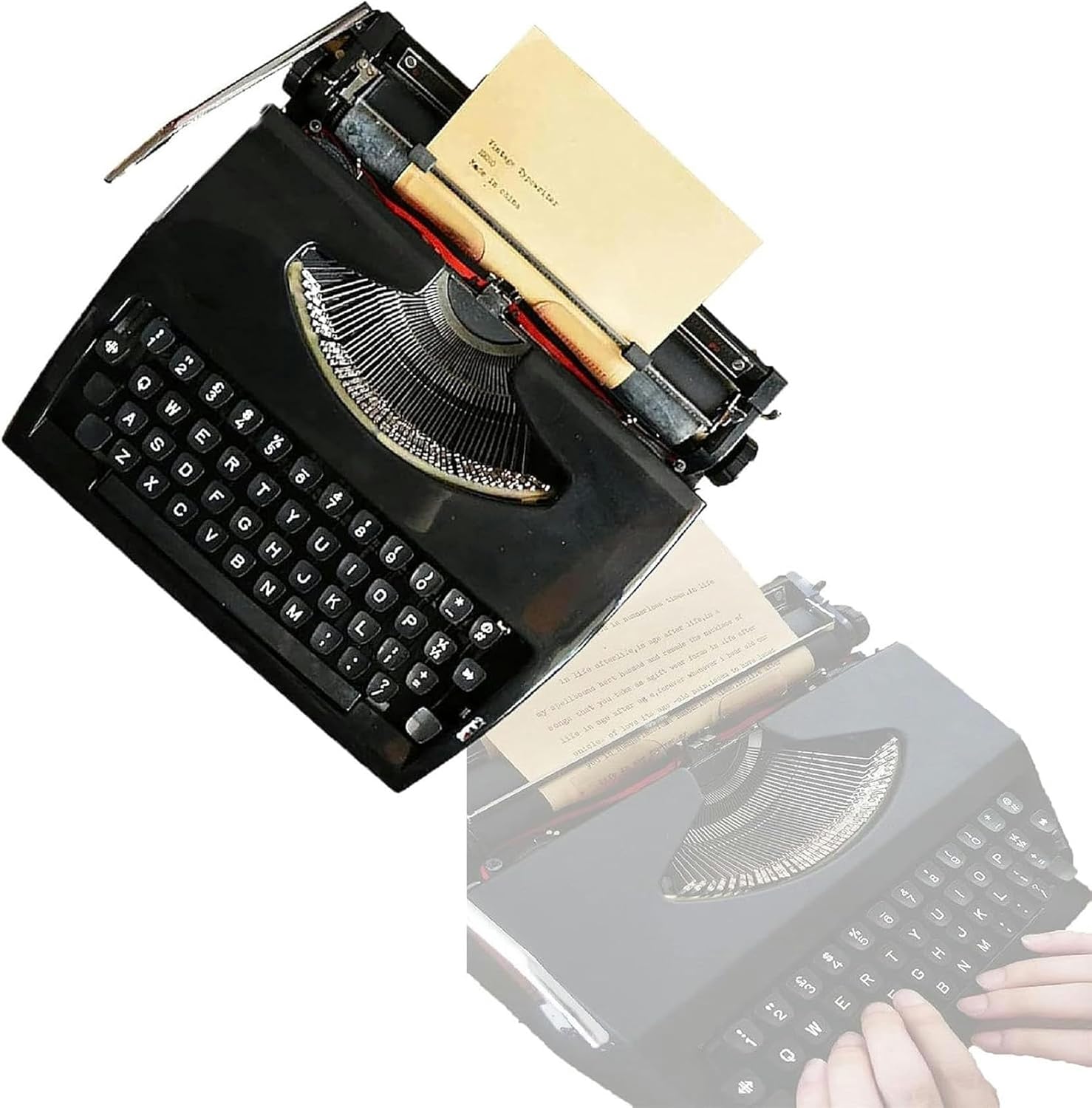 Mechanical English Typewriter, Machine Typewriter, Creative Vintage Typewriterlying, Functional Vintage-Inspired Home Decor with Case- for Friend/Child/Lover Gift