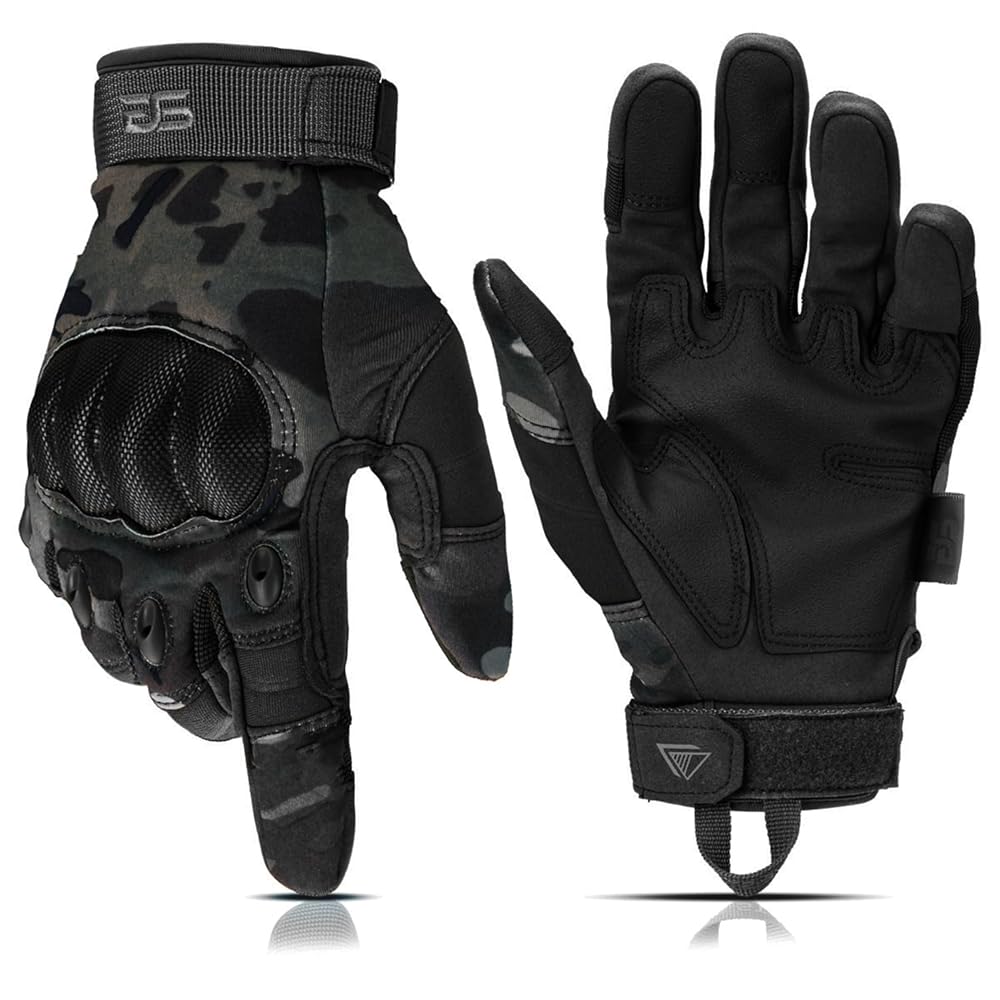 Glove Station Tactical Gloves for Men - Touchscreen Utility Gear with Hard Knuckle Protection Used in Motorcycle, Airsoft, Combat, Police, Shooting & Outdoor Work Black Multicam XX-Large