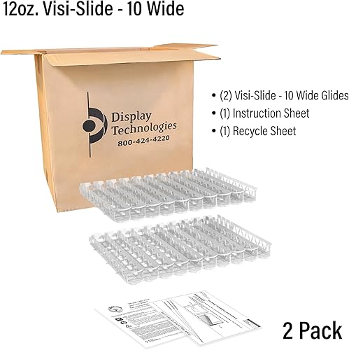 Miniatura 6 de Display Technologies Visi-Slide Gravity Fed Organizer for 12/16oz low ring Beverages on Flat and Angled Shelves in Cold Vaults & Coolers, Drink