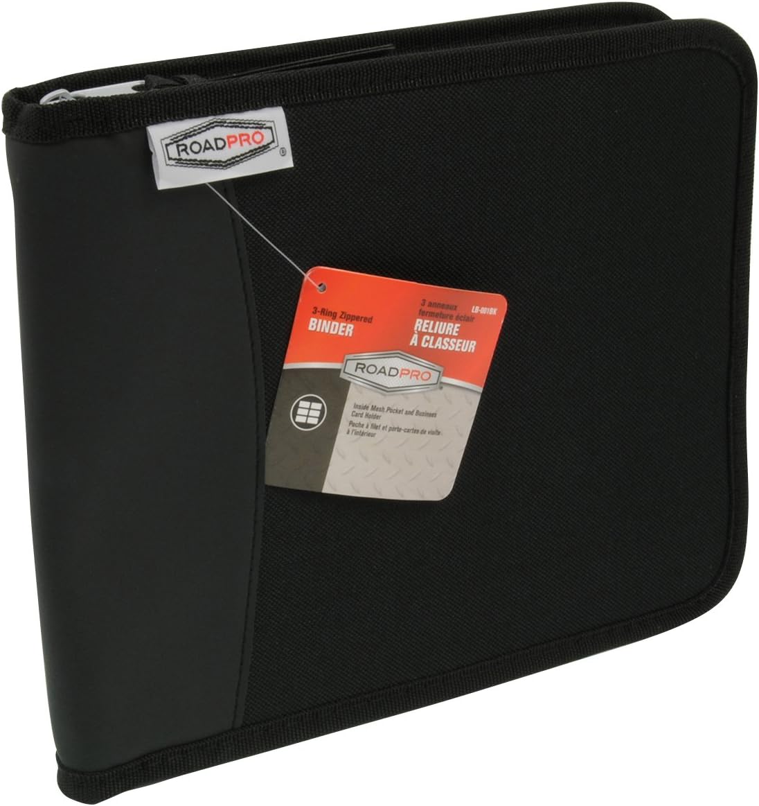 RoadPro 3-Ring Zippered Binder for Loose-Leaf Log Sheets, Black, LB-001BK, 10.5" x 8.5"