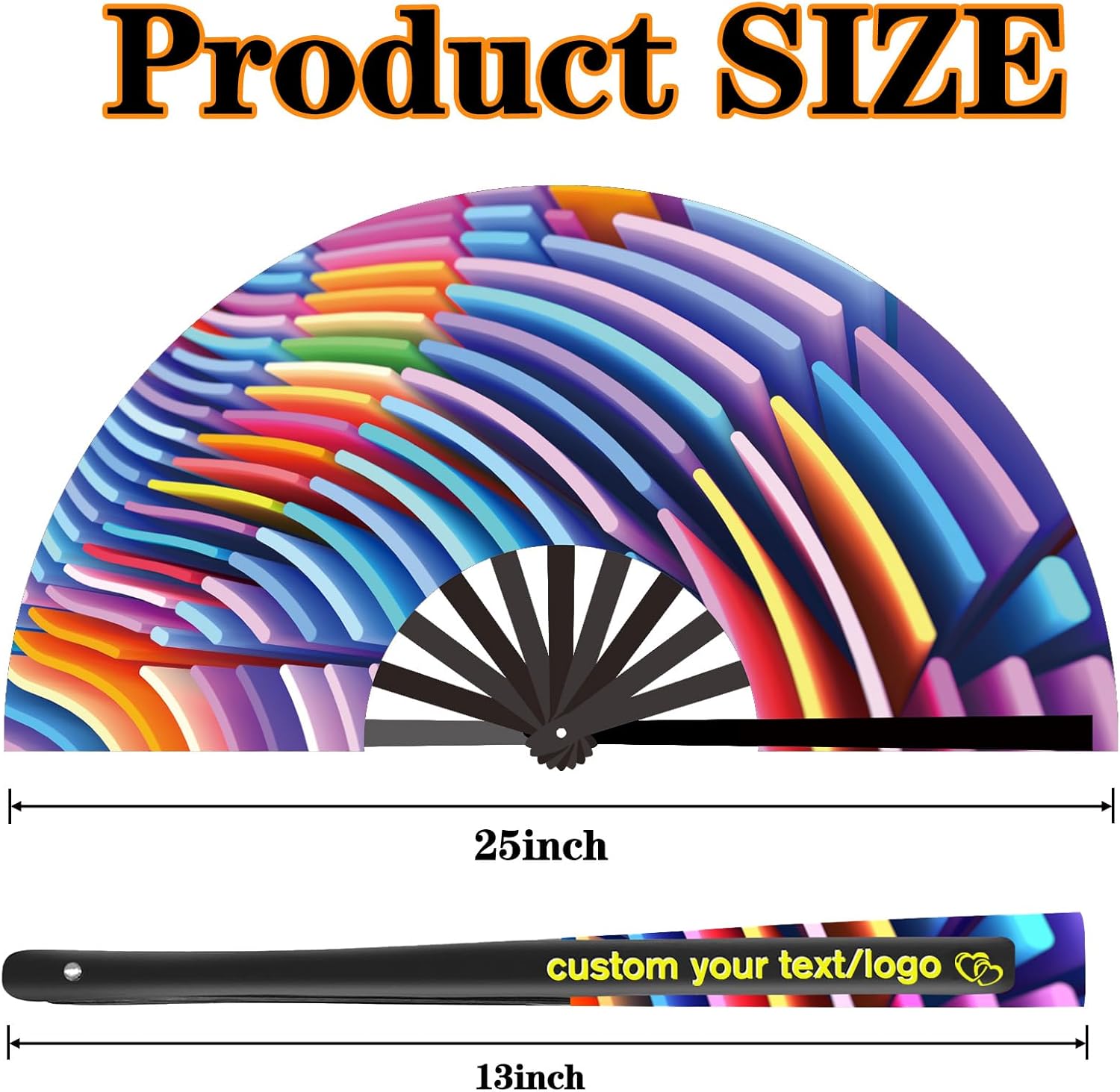 Custom Fans 13Inch - Personalized Line Dance Fan with Photo/Text Printing, Personalized Handheld Fans for Wedding, Party & Cosplay (5-200Pcs)
