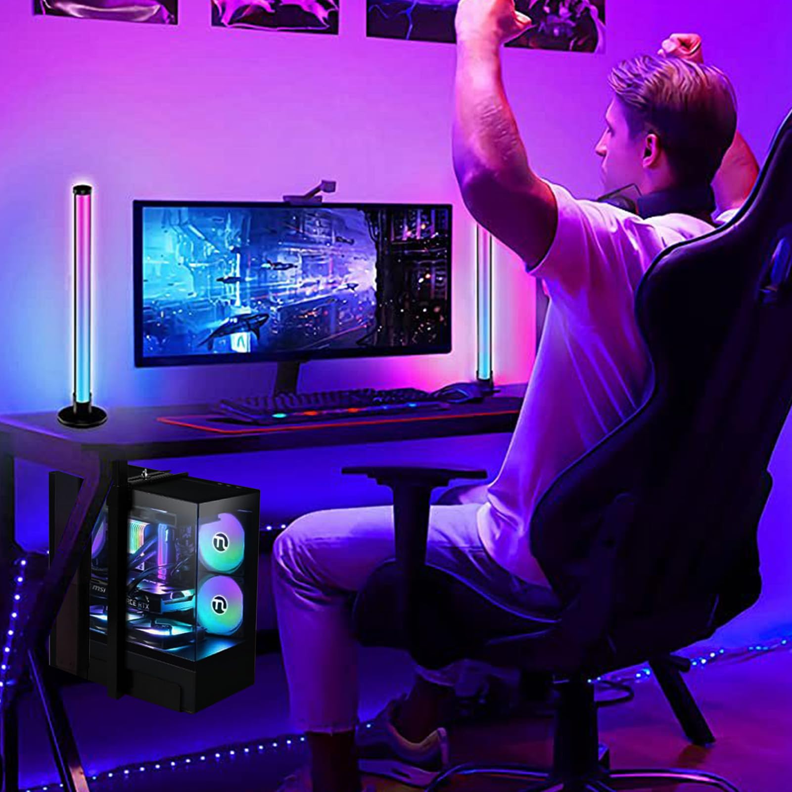Soporte PC Ajustable bajo Escritorio & Pared, Soporte CPU Regulable en Altura hasta 54,5 cm, Capacidad 35 kg, Construcción de Acero Robusto, Ahorro de Espacio para Oficina & Gaming