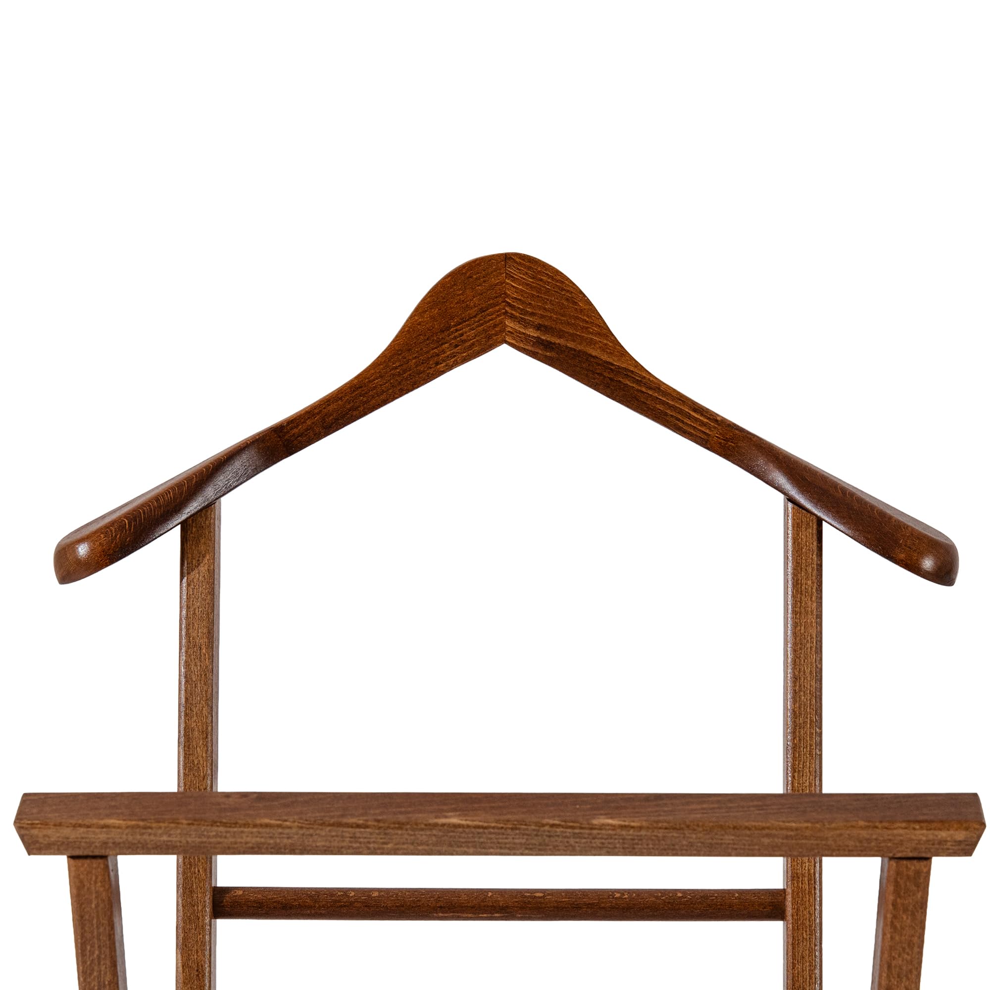 konsimo klappbarer Herrendiener - Kleiderständer aus Massivholz, für Jacken, Hosen, Gürtel und Krawatten, ideal für Schlafzimmer und Ankleideraum (Braun, Rollständer 44,5x103x40