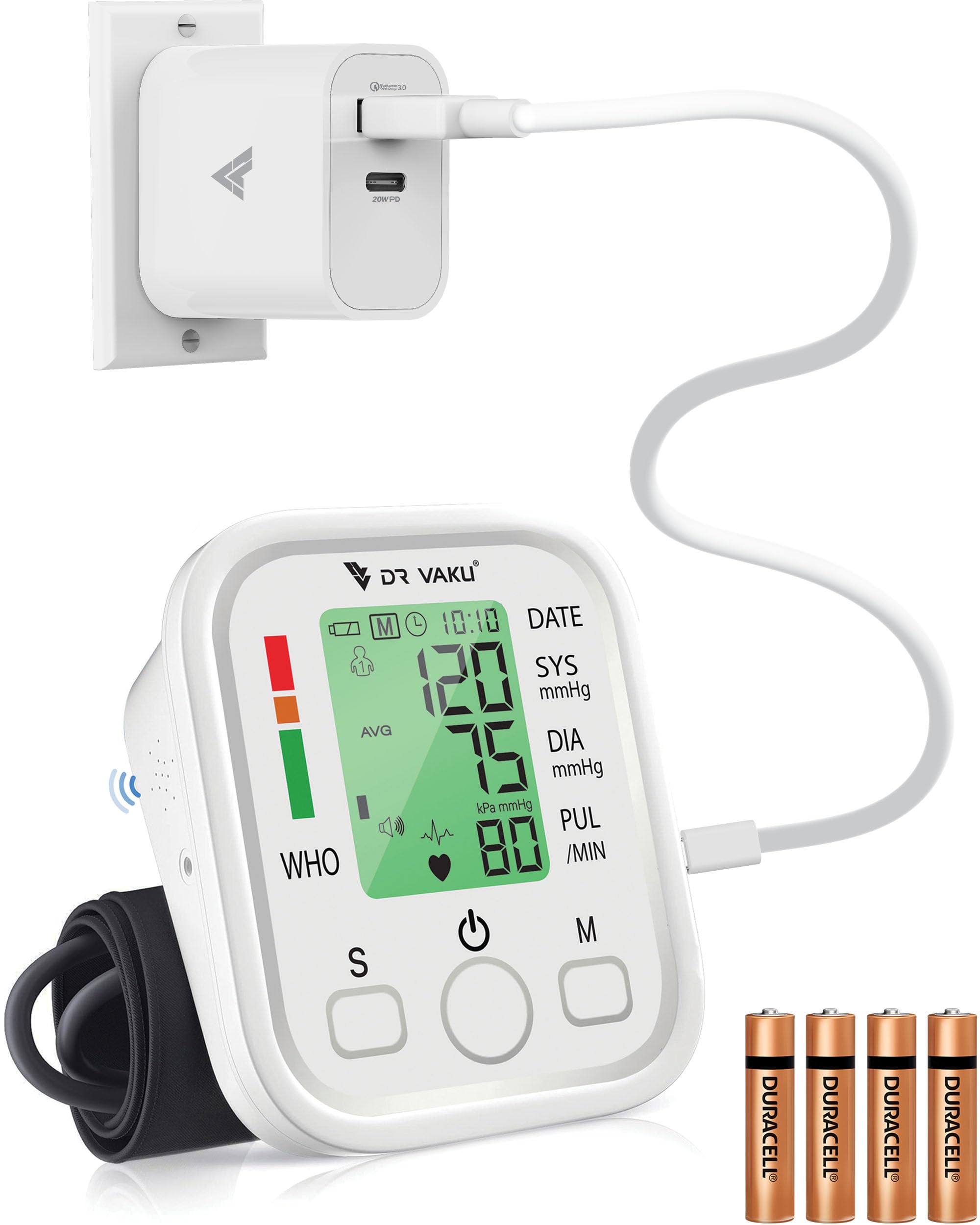 DR VAKU® 2in1 Combo Pack 20w PD QC Fast USB Type C Adapter + PulseFlow BP Monitor Fully Automatic Upper Arm Digital Blood Pressure Machine with Talking Function For Most Accurate Measurement (B0D8BC239S) Amazon Price History, Amazon Price Tracker