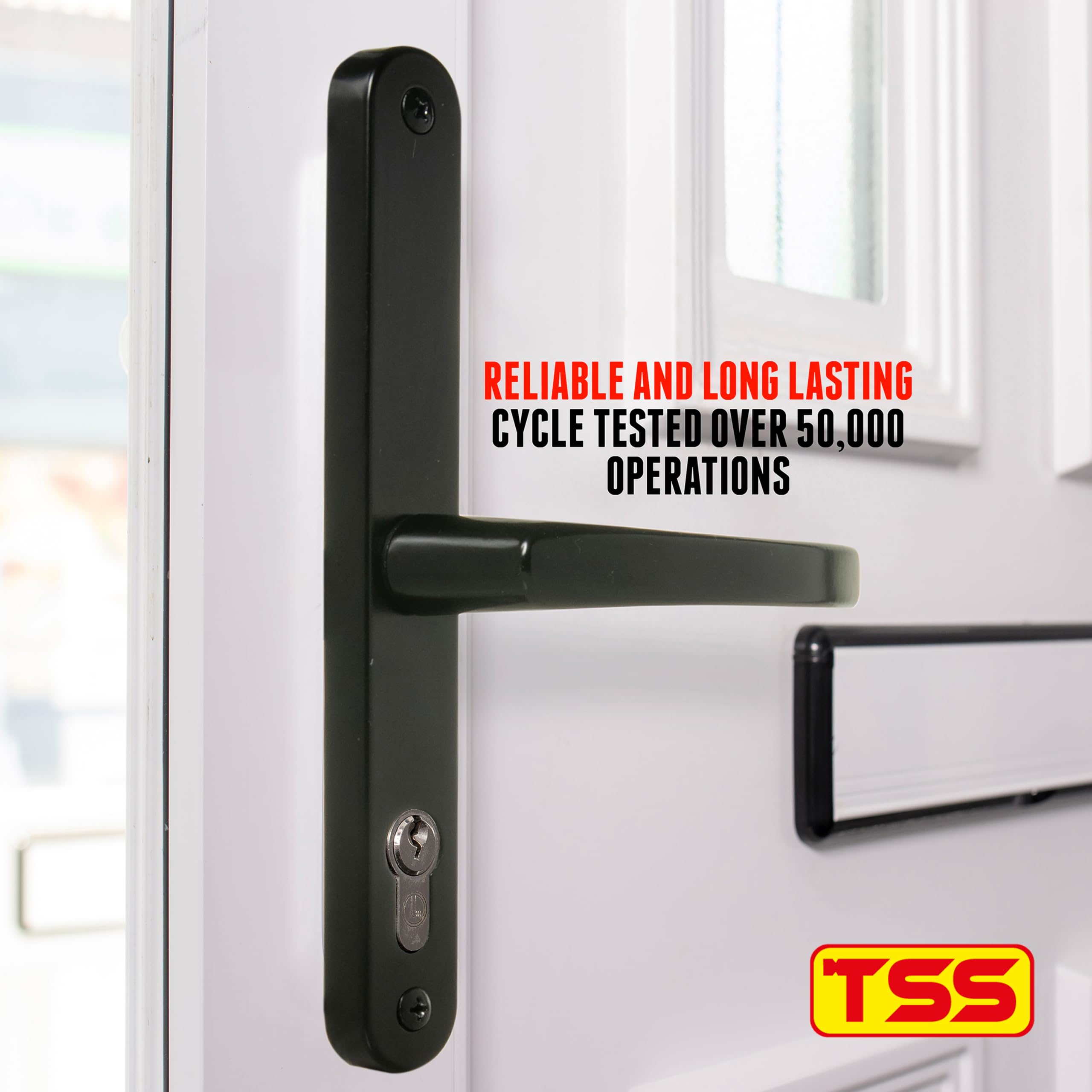 TSS 70mm PZ UPVC Door Handles Set Suits Cego Locks, Lever/Lever, 70mm PZ (Centres), 215mm Screw to Screw - Image 3