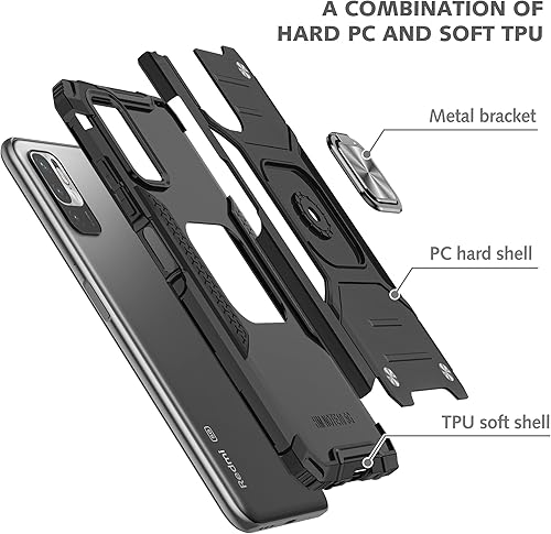 Miniatura 7 de Asuwish Funda de teléfono para Xiaomi Redmi Note 10 5G con cubierta protectora de pantalla de vidrio templado y soporte de anillo, accesorios
