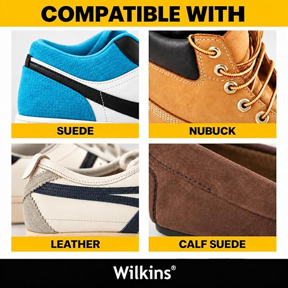 Wilkins Suede Shoe Cleaner Brush - Yellow Rubber Suede Eraser with Soft Bristle Brush for Suede Cleaner and Nubuck Brush